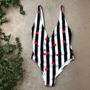 Solid & Striped Cherry Stripe One Piece Swimsuit
